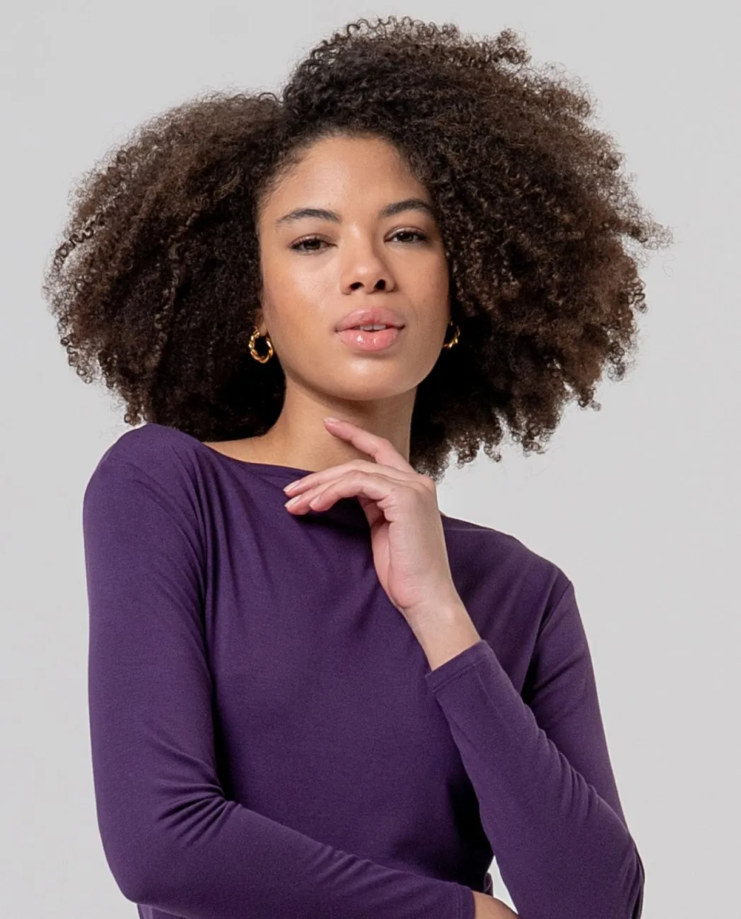 Boat Neck T-shirt - Paars - Afbeelding 3