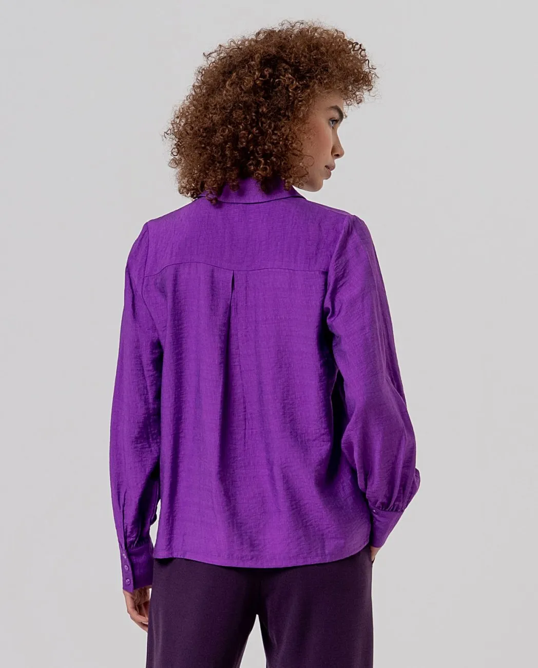 Shirt with Gathers on Shoulders - Paars - Afbeelding 2