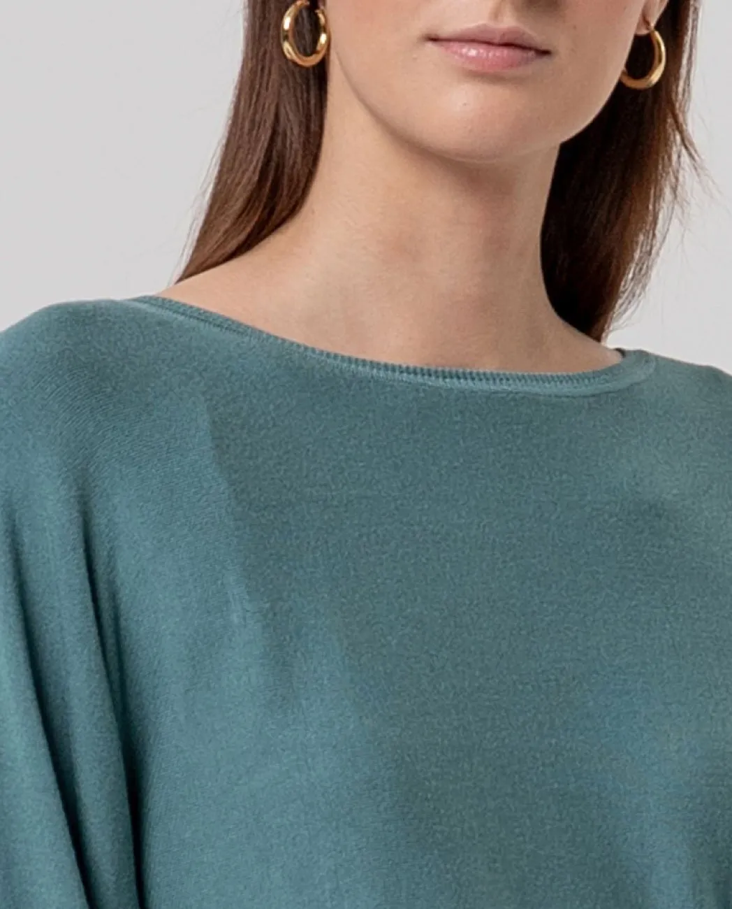 Boat Neckline Sweater - Turquoise - Afbeelding 2