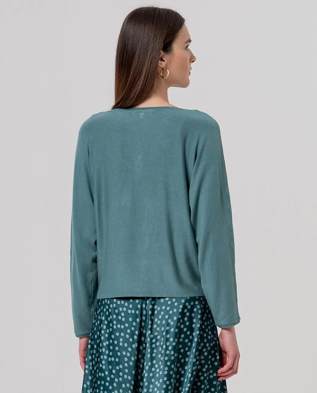 Boat Neckline Sweater - Turquoise - Afbeelding 3