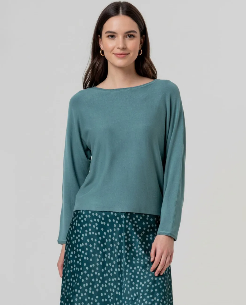 Boat Neckline Sweater - Turquoise - Afbeelding 4