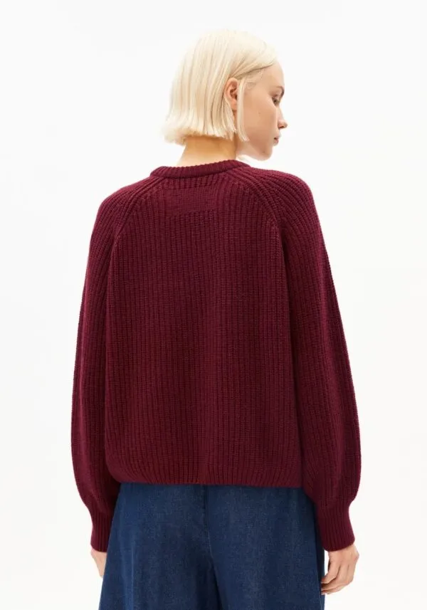 RIB KNIT SWEATER - Donkerrood