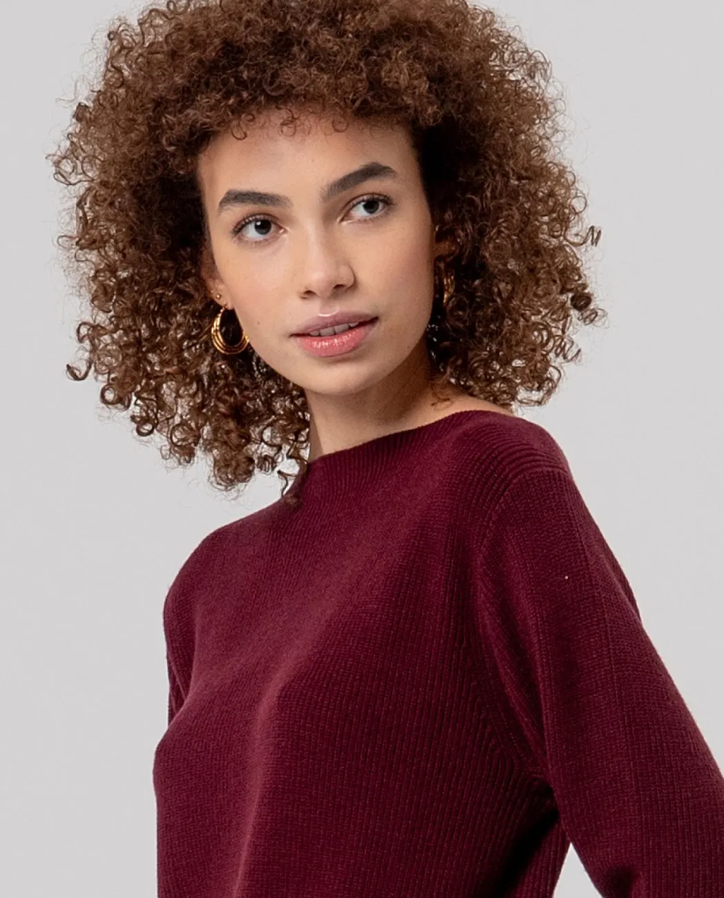 Boat Neckline Sweater - Maroon - Afbeelding 2