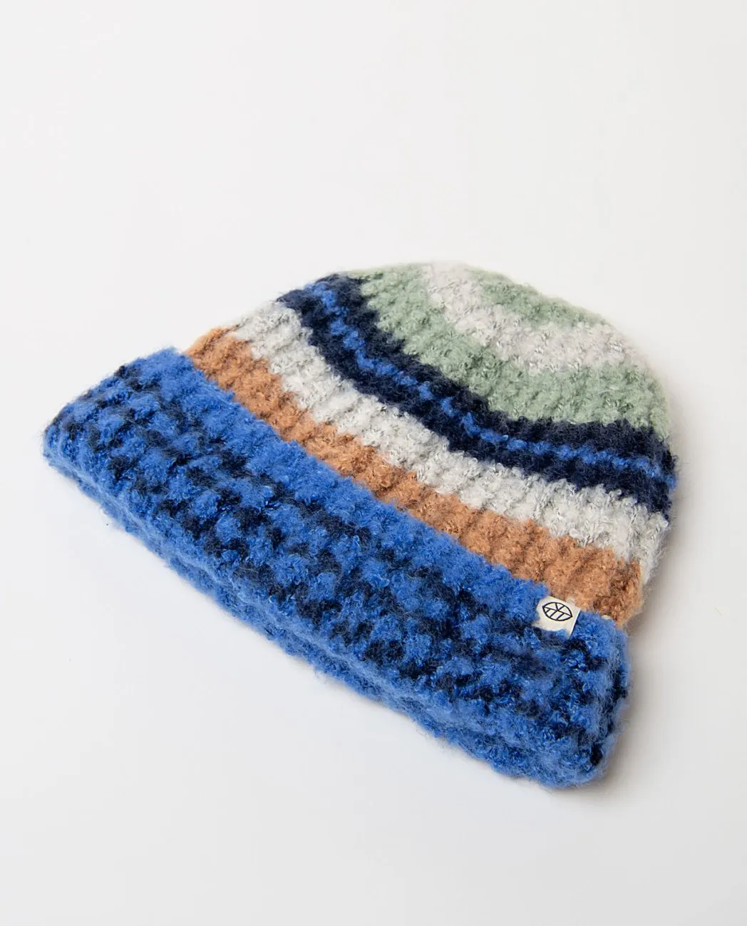 Knitted Hat with Stripes - Cobalt blauw