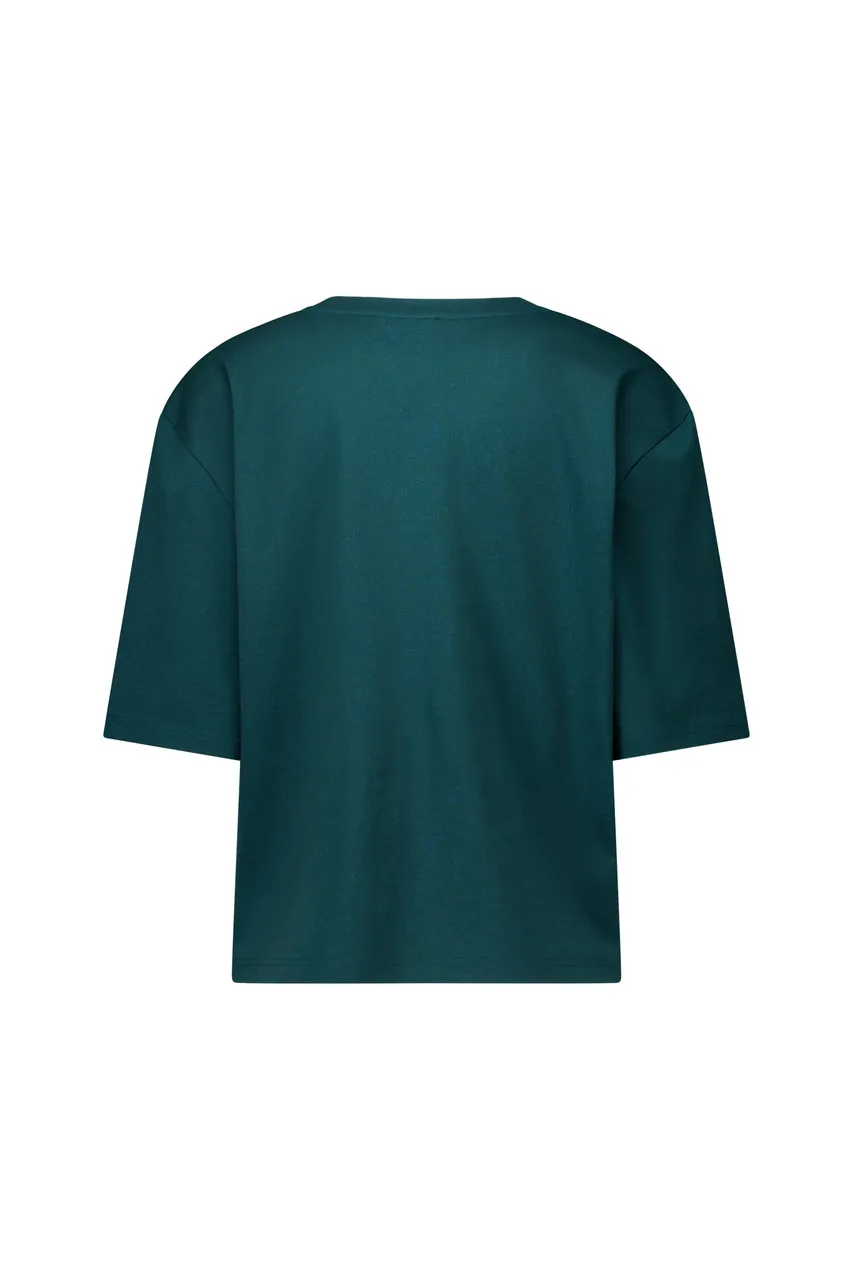 Fiore vneck t-shirt - Teal - Afbeelding 4