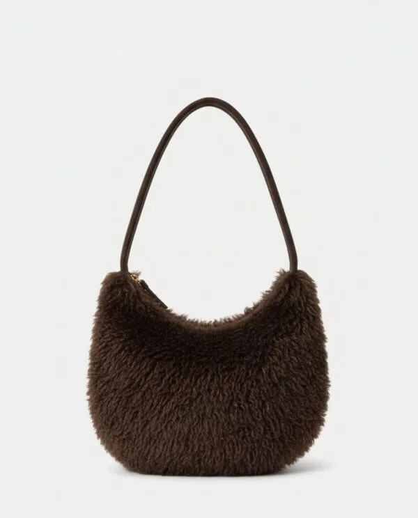 Shoulder Bag with Fur Fabric - Bruin