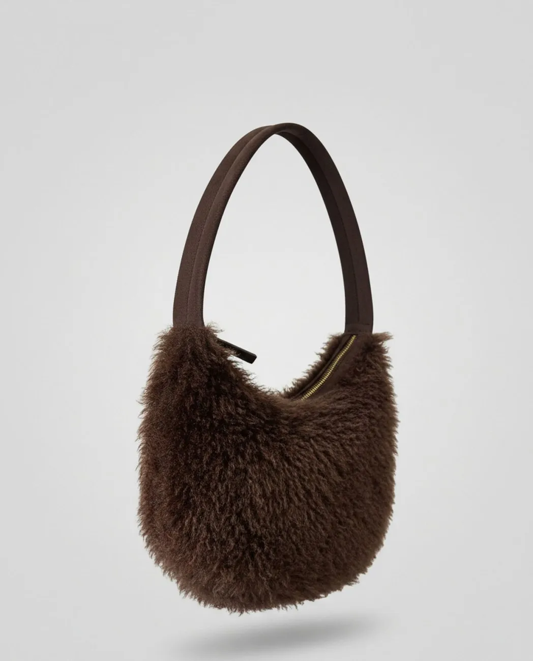 Shoulder Bag with Fur Fabric - Bruin - Afbeelding 4