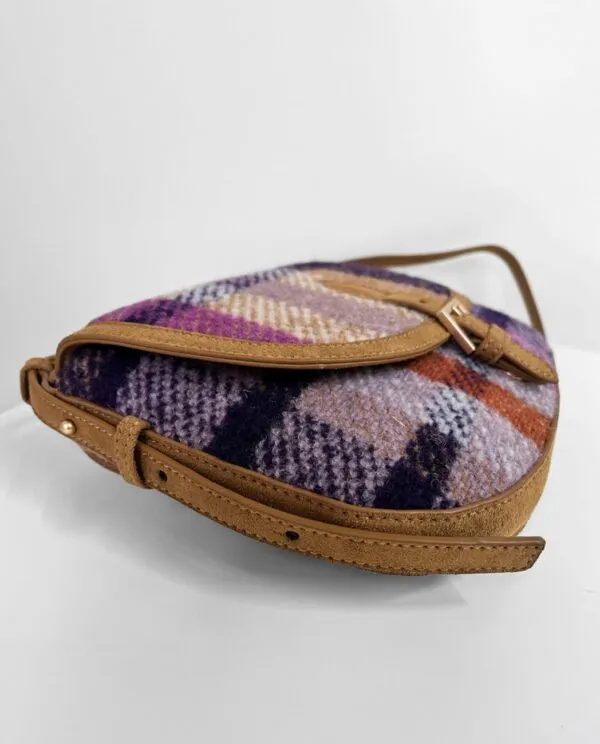 Saddle Bag in Combined Checked Fabric - Paars