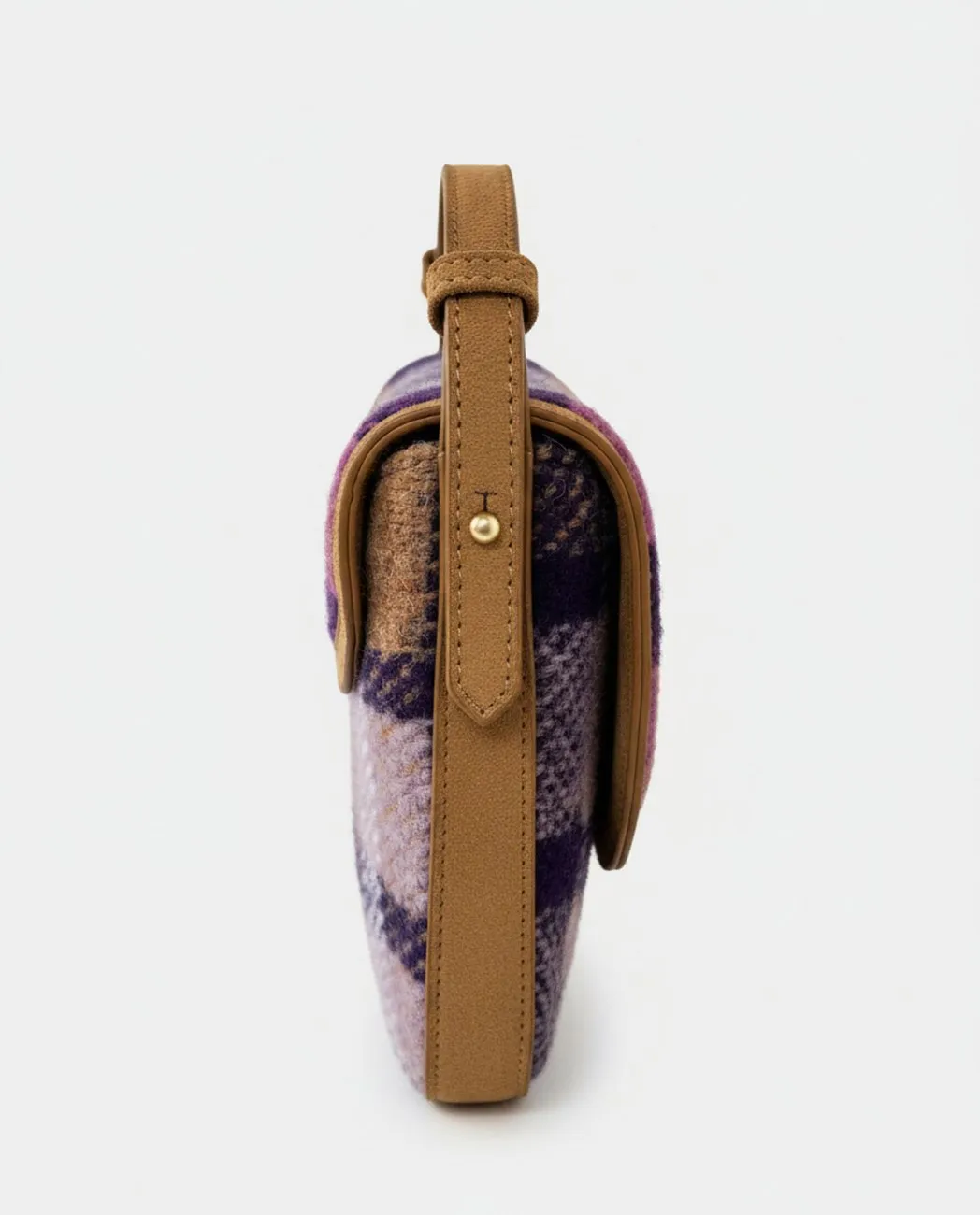 Saddle Bag in Combined Checked Fabric - Paars - Afbeelding 4