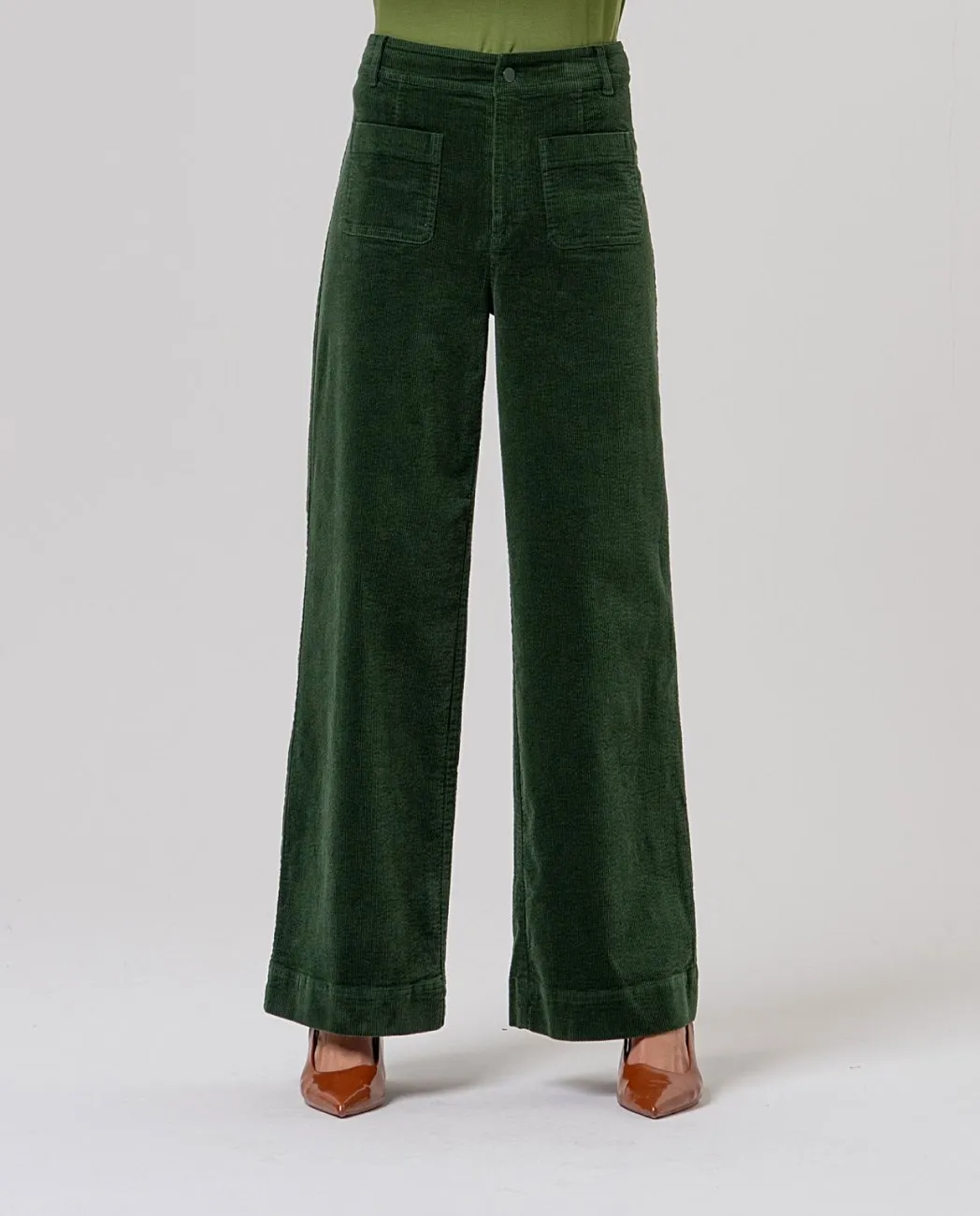 Wide Pants with Patch Pockets - Khaki - Afbeelding 3