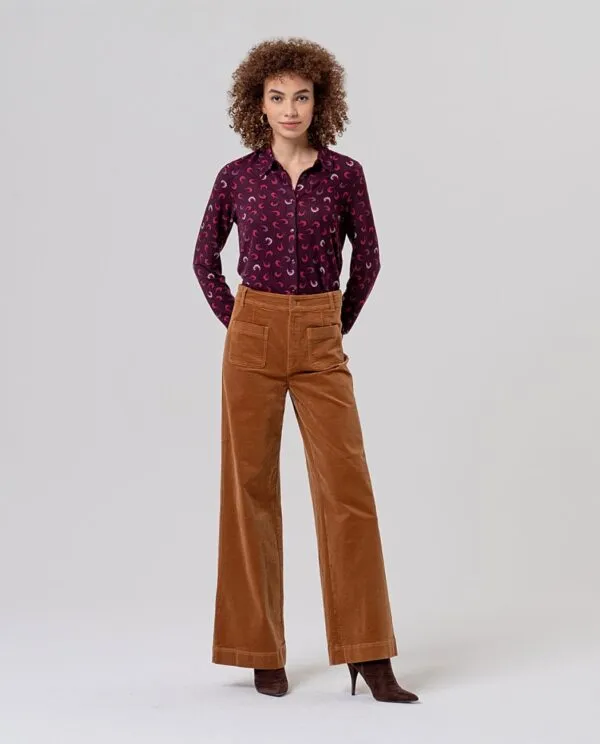 Wide Pants with Patch Pockets - toffee