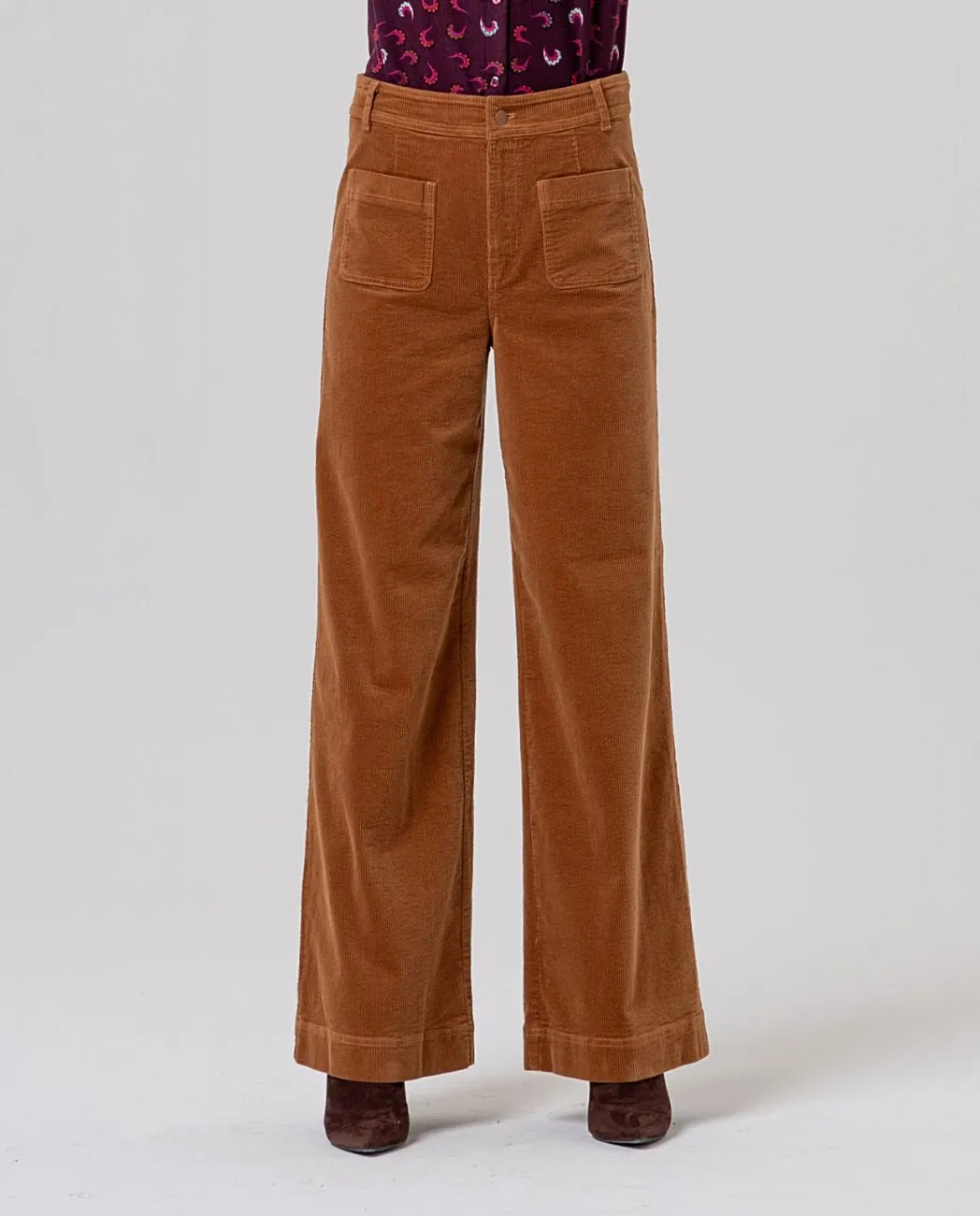 Wide Pants with Patch Pockets - toffee - Afbeelding 3