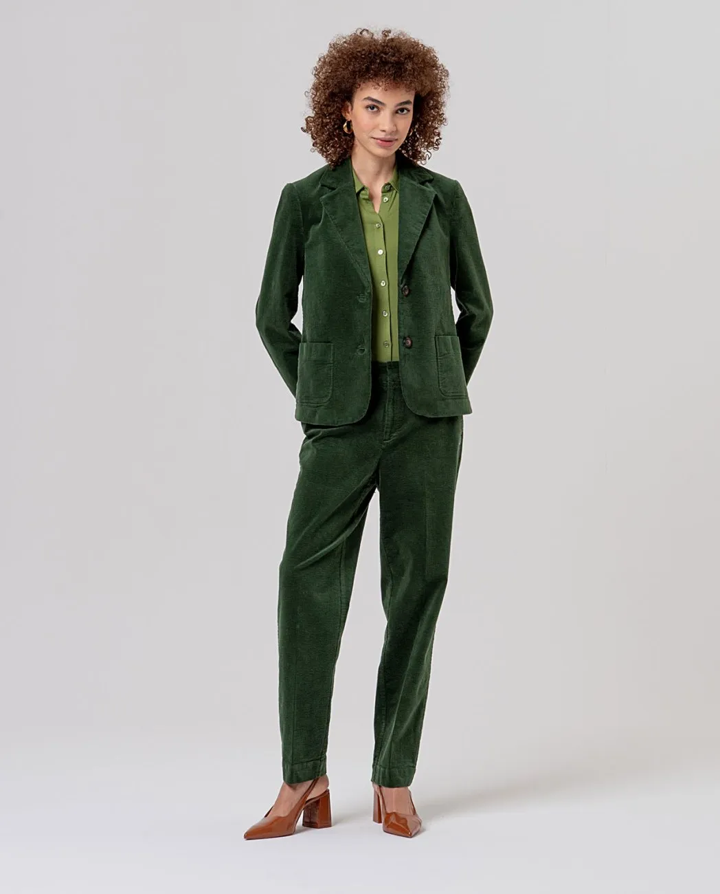 Blazer with Printed Lining - Khaki - Afbeelding 4