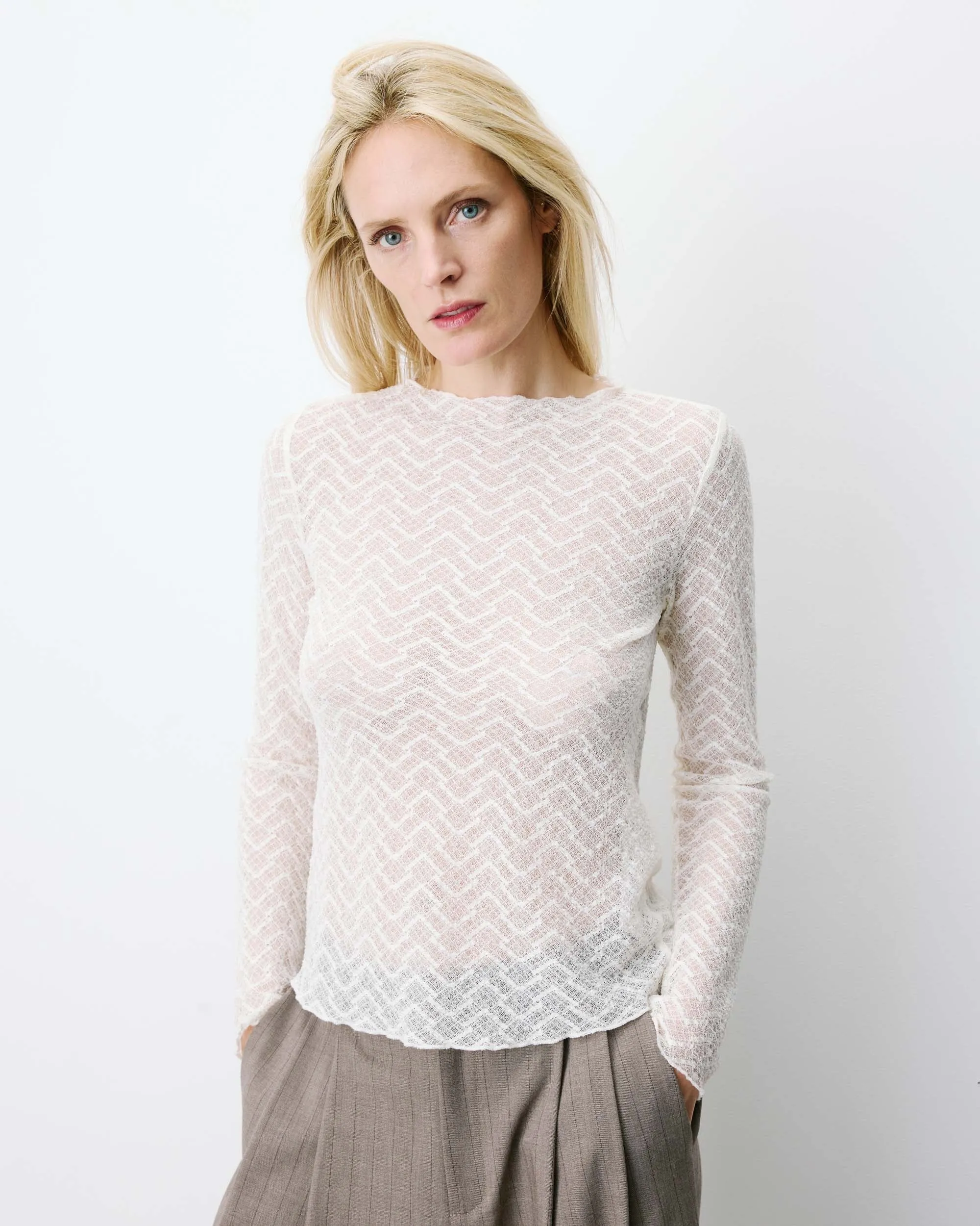 Longsleeve van kant - Ecru