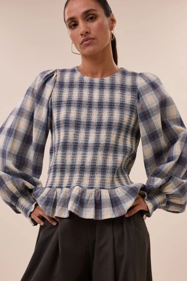 yena tokyo check blouse - tokyo check