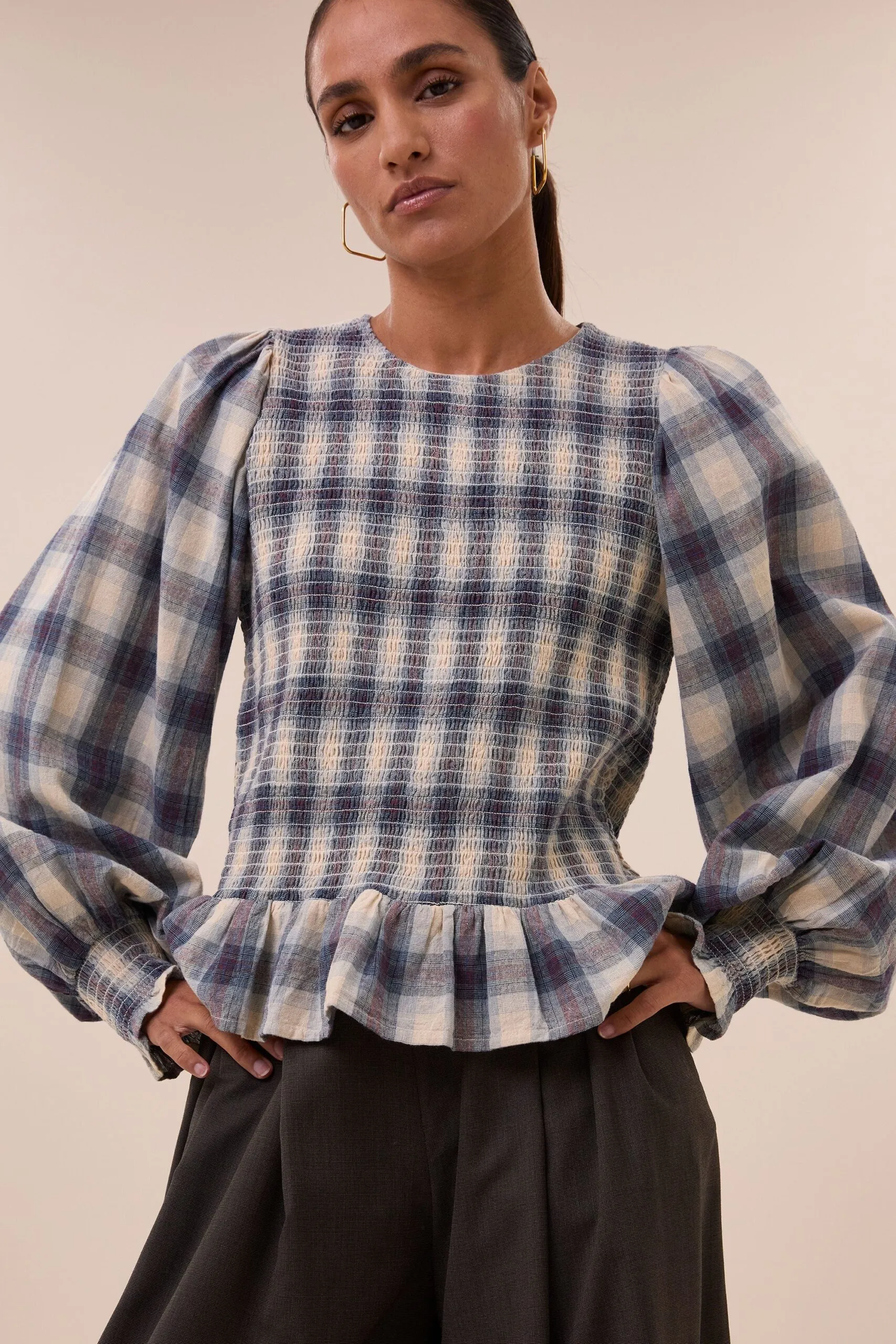yena tokyo check blouse - tokyo check