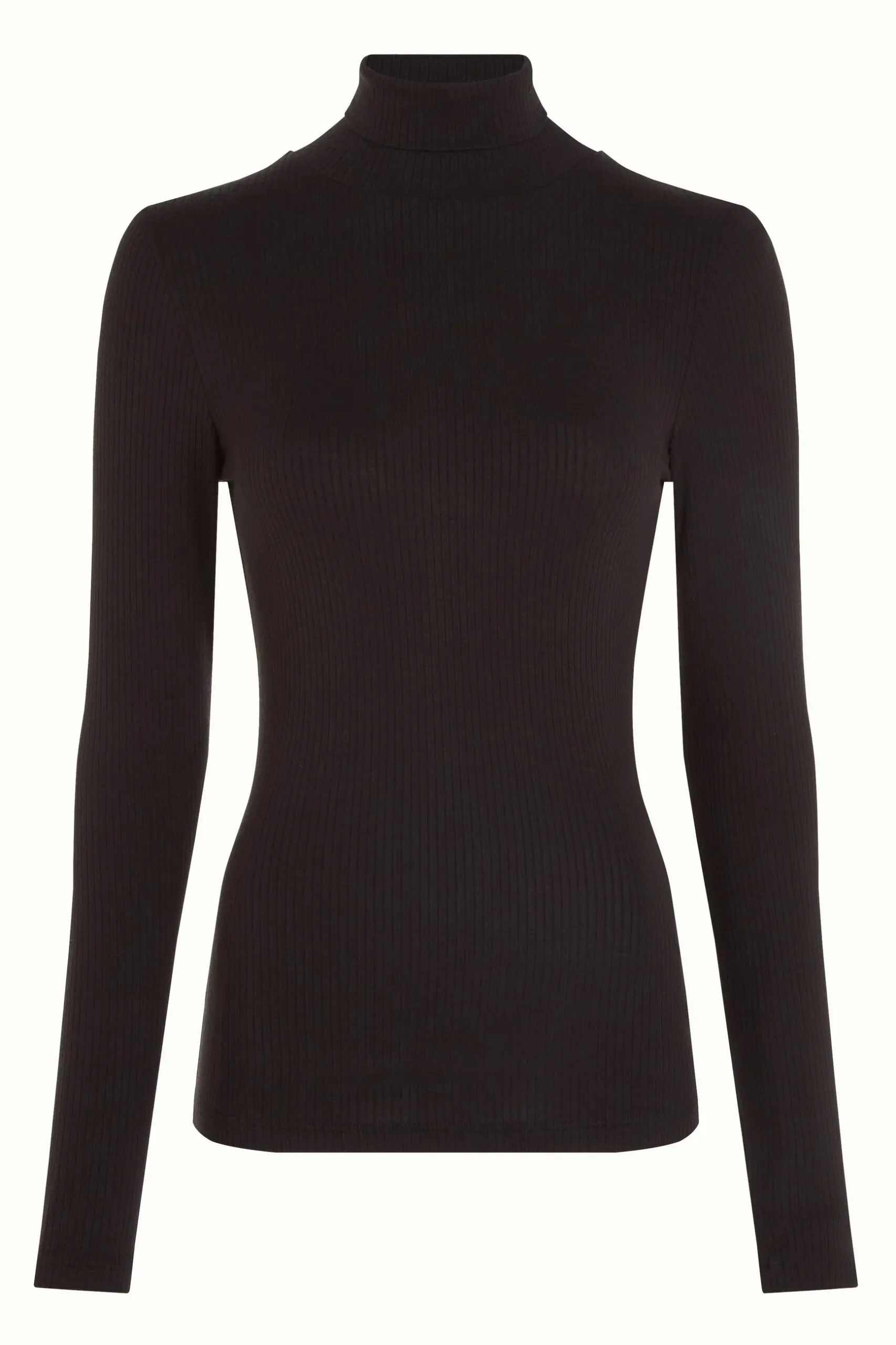 Rollneck Top Uni Rib - Zwart - Afbeelding 4