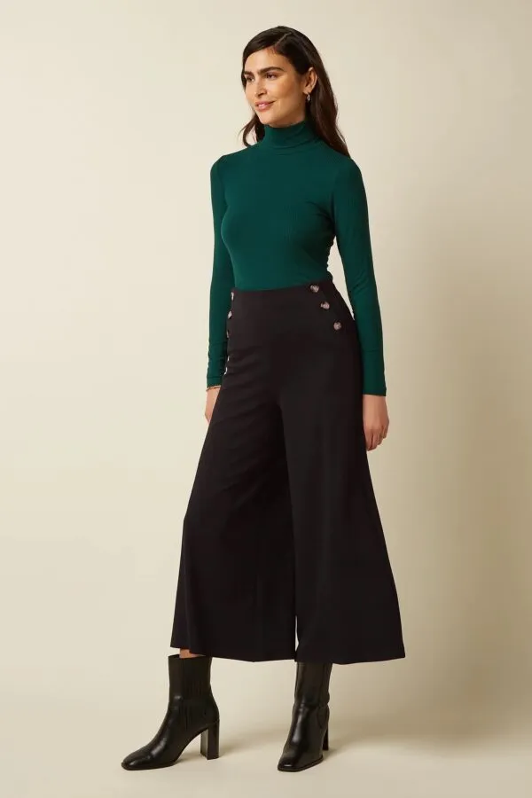 Rollneck Top Uni Rib - pine green