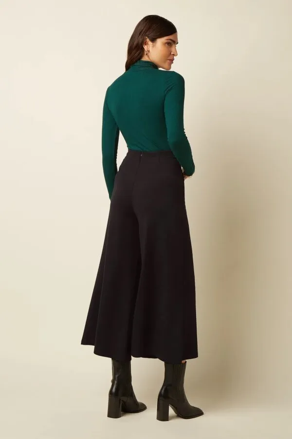 Rollneck Top Uni Rib - pine green