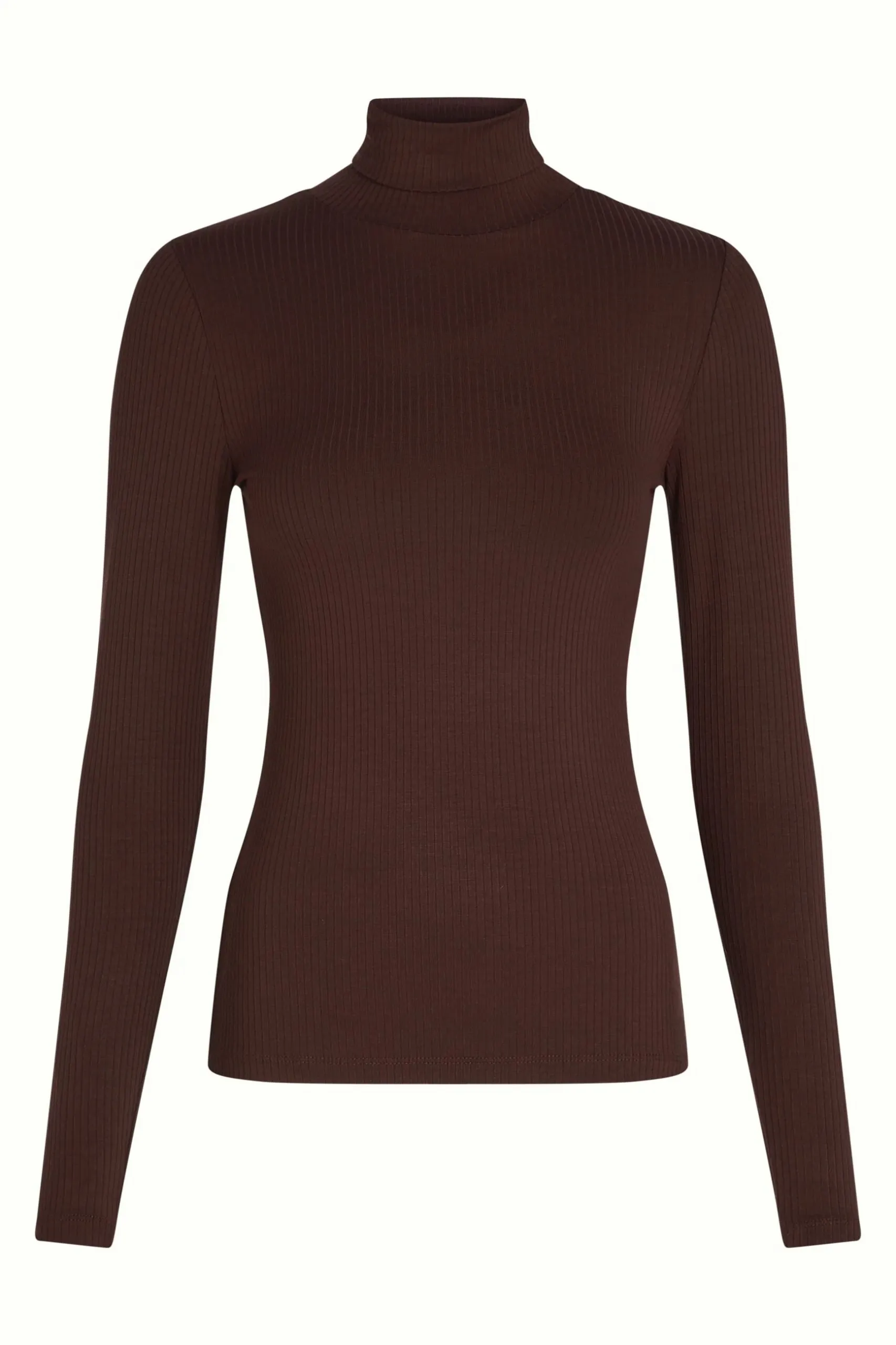 Rollneck Top Uni Rib - Chocolate - Afbeelding 4
