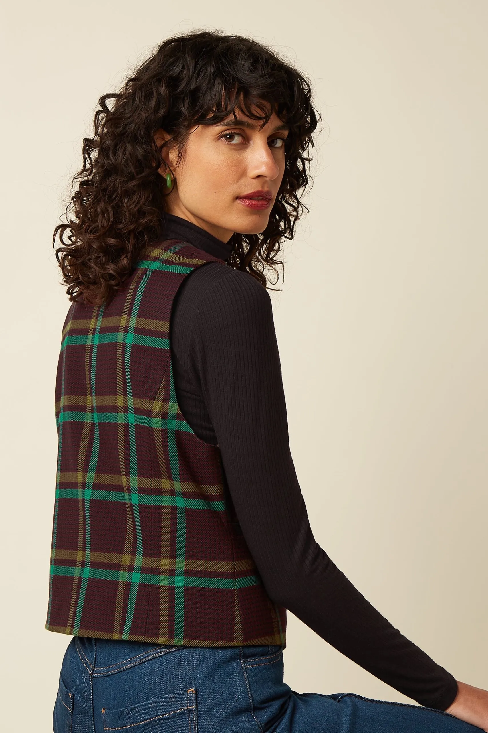 Cissy Gilet Vera Check - Porto Red - Afbeelding 3