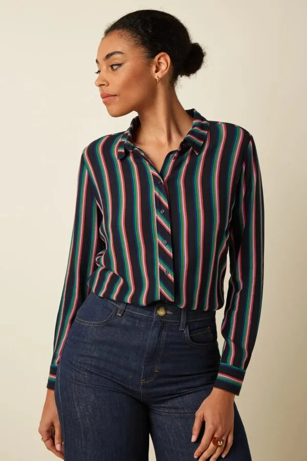 Rosie Blouse Harley Stripe - Zwart