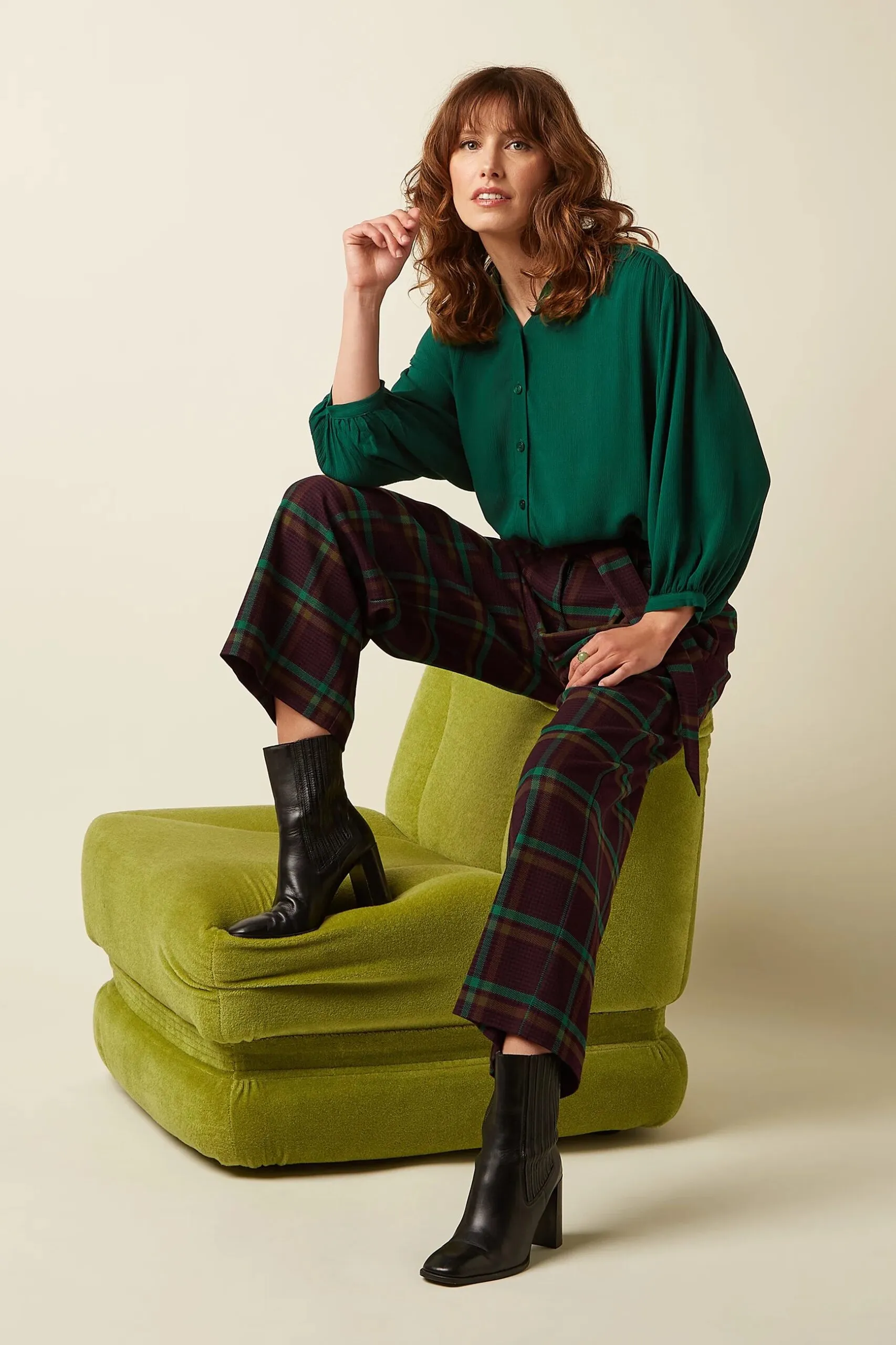 Ava Pants Vera Check - Porto Red - Afbeelding 4