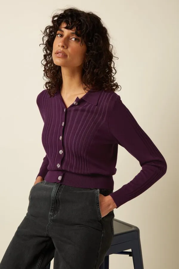 Sofie Cardi Match Knit - ÂCaspia Purple