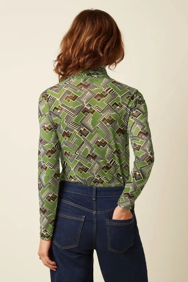 Rollneck Top Leia Mesh - Posey Green