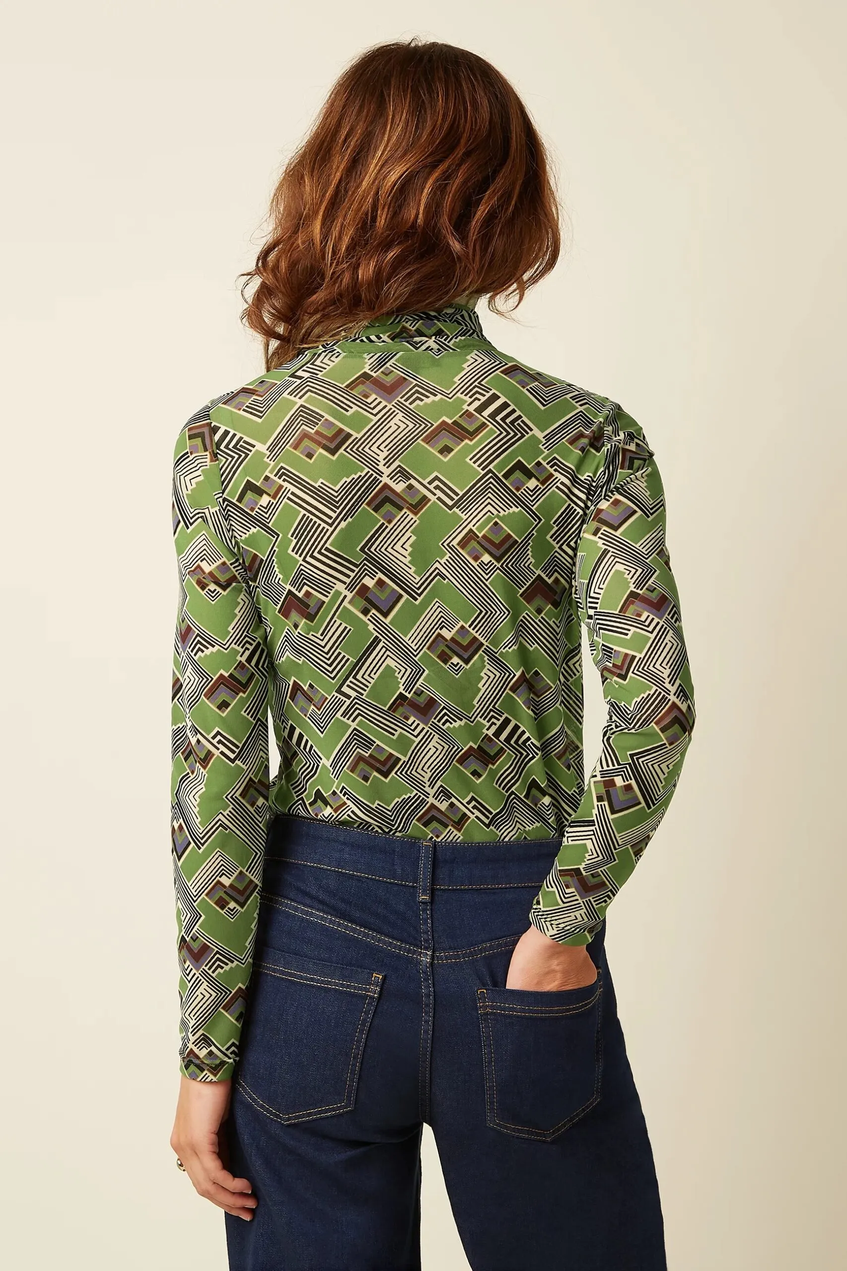Rollneck Top Leia Mesh - Posey Green - Afbeelding 2