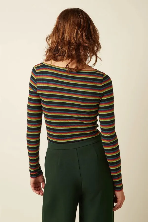 Lili Top Lottie Stripe - Botanical Green