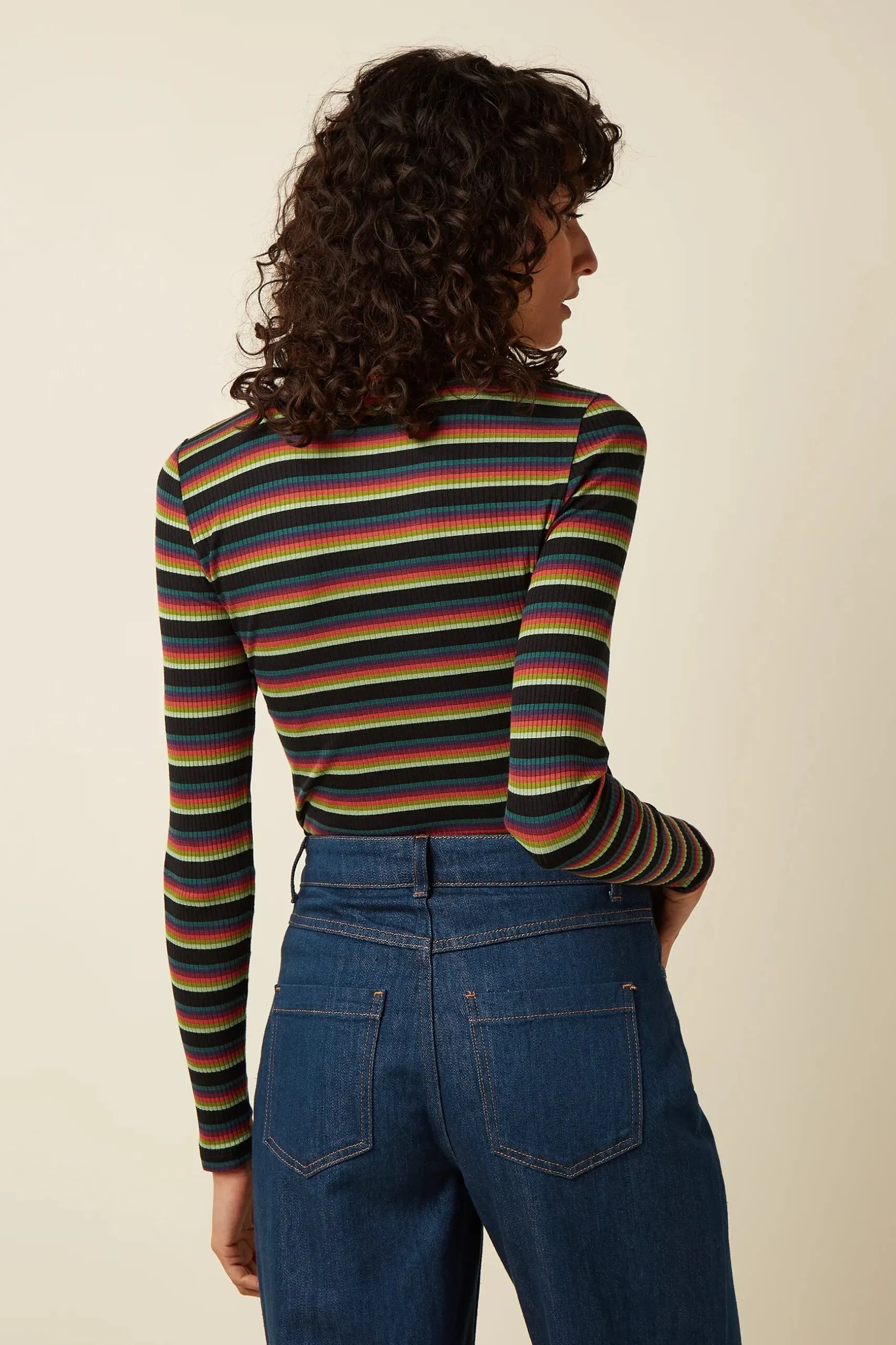 Rollneck Top Lottie Stripe - Botanical Green - Afbeelding 3