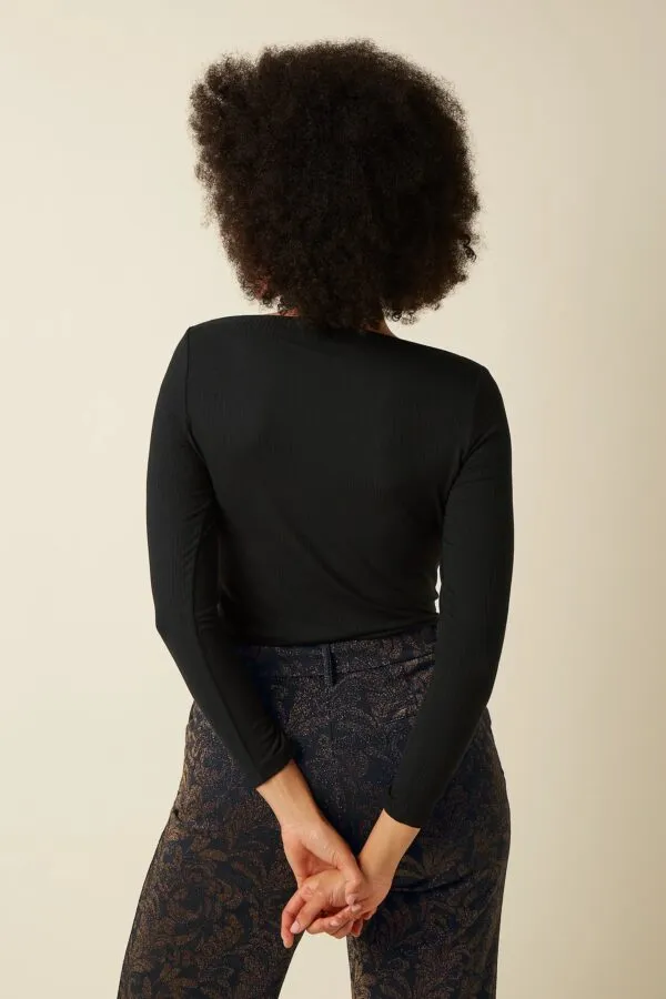 Marina Top Uni Rib - Zwart