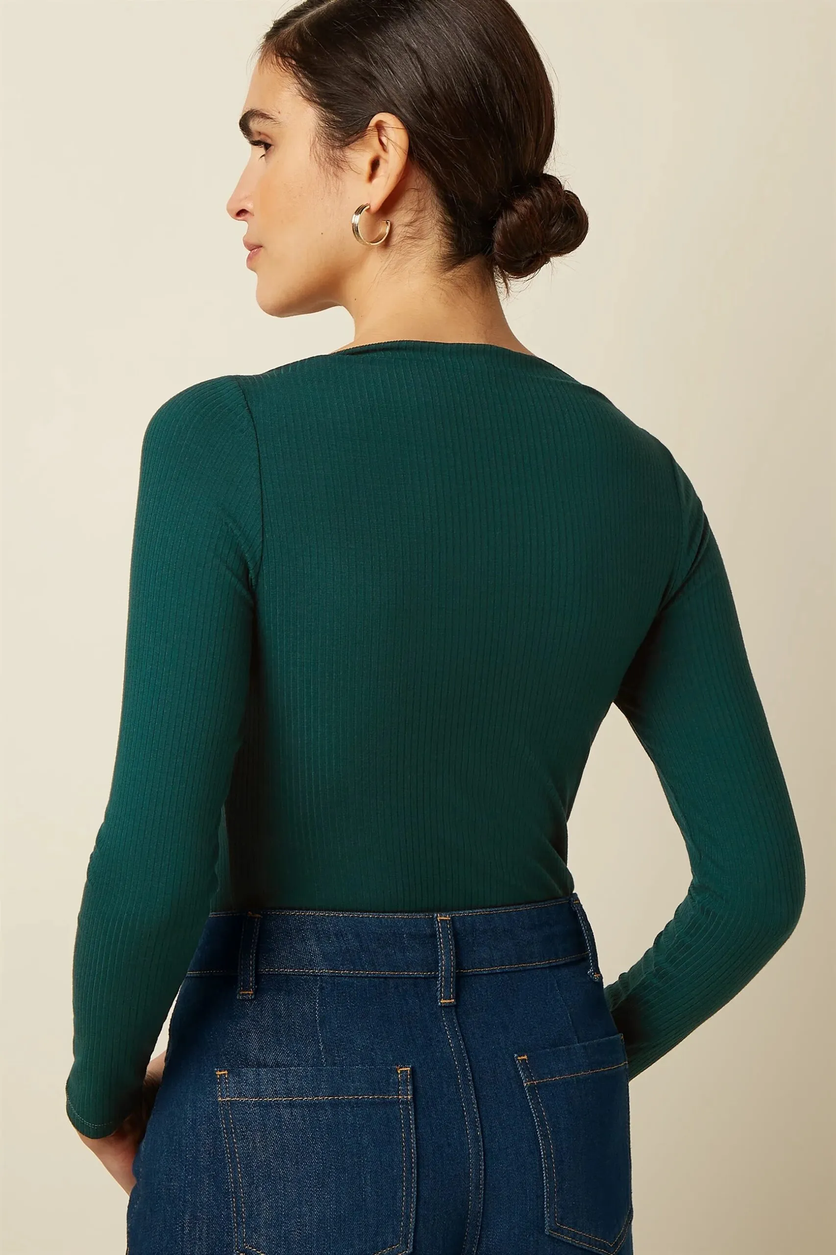 Marina Top Uni Rib - pine green - Afbeelding 2