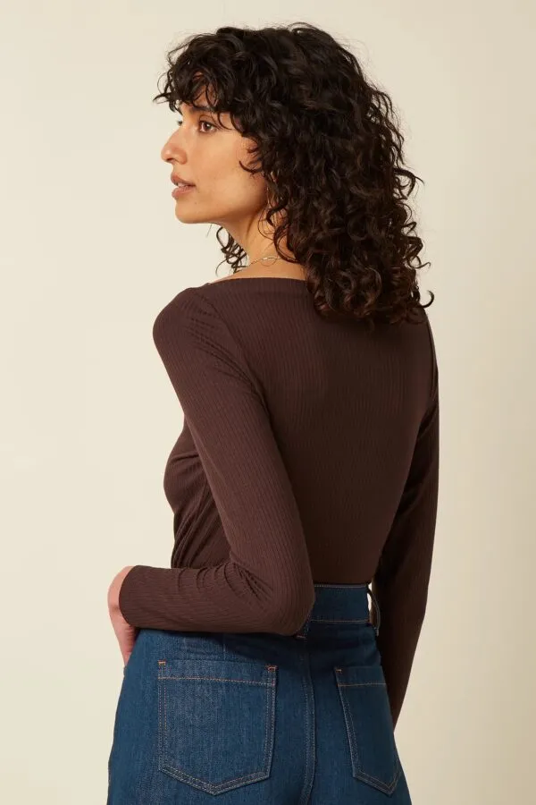 Marina Top Uni Rib - Chocolate