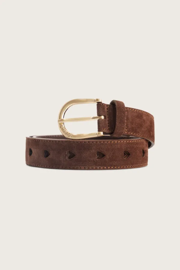 Cut It Out Heart Belt Suede - Bruin