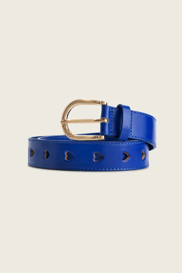 Cut It Out Heart Belt Leather - Cobalt blauw