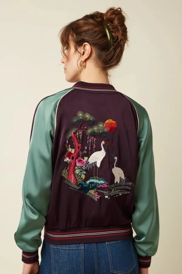 Bomber Jacket Dusk Satin - Grape red