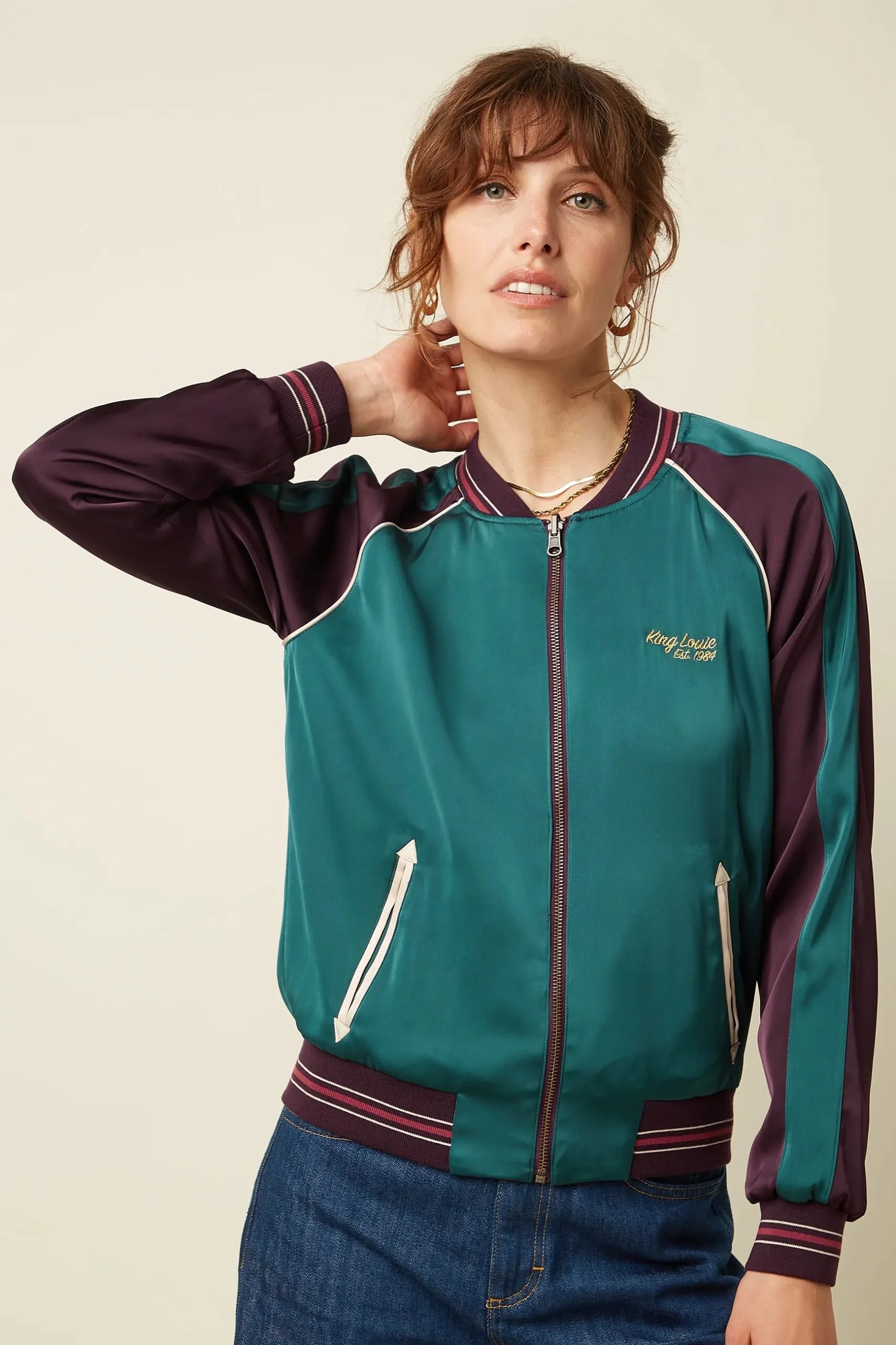 Bomber Jacket Dusk Satin - Grape red - Afbeelding 3