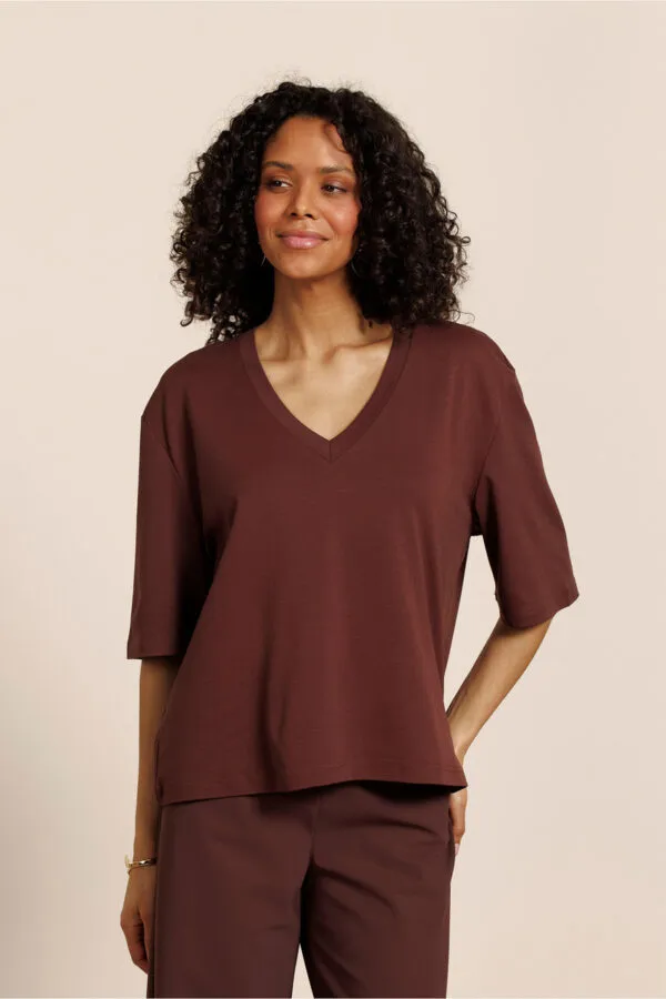 Fiore vneck t-shirt - Chestnut