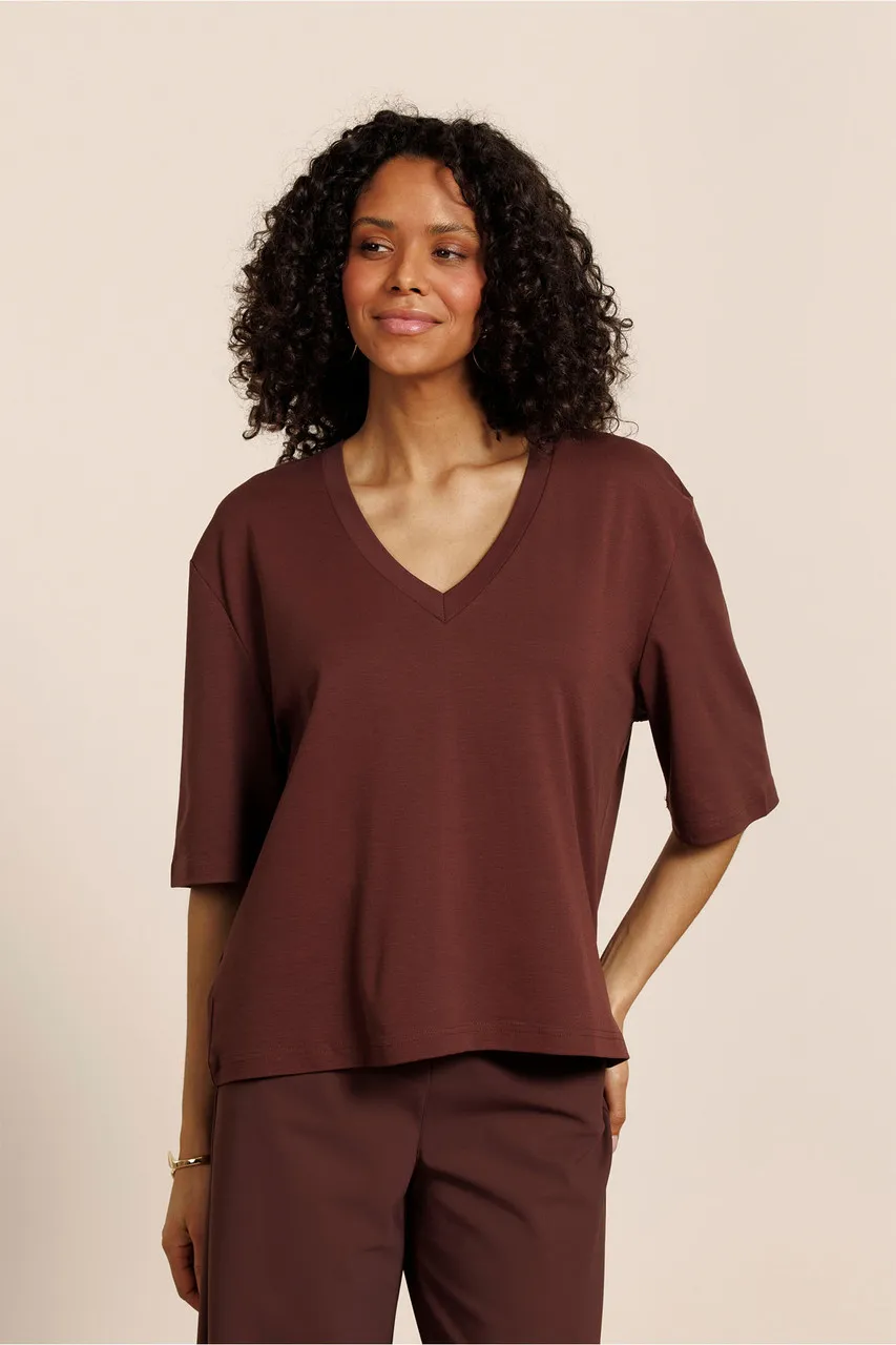 Fiore vneck t-shirt - Chestnut