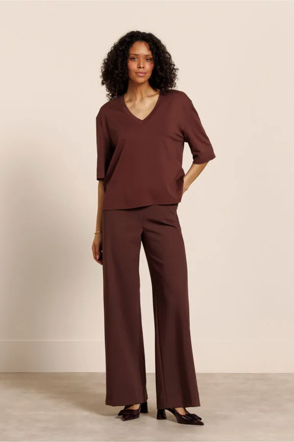 Fiore vneck t-shirt - Chestnut