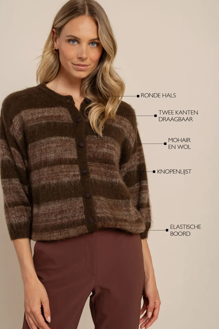 Bibi ssl stripe cardigan - chestnut/espresso - Afbeelding 3