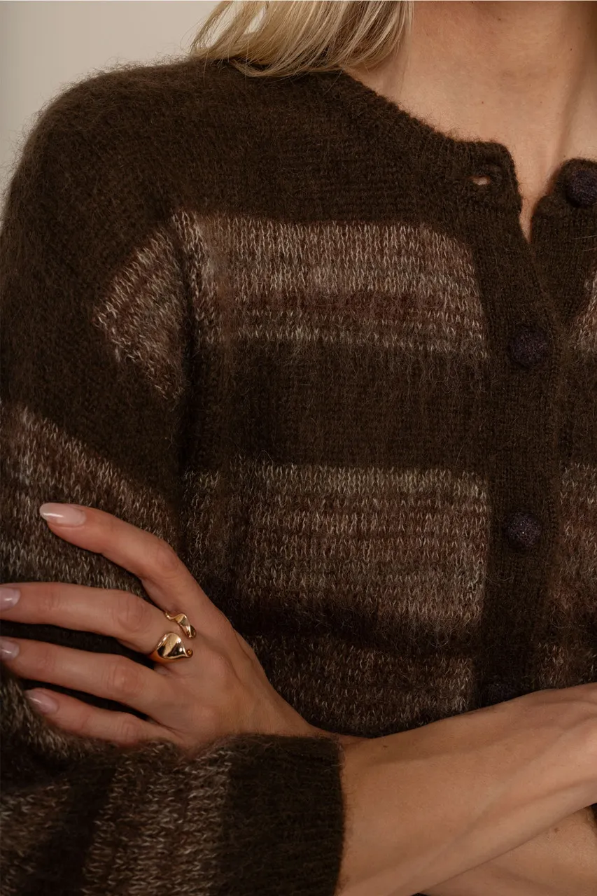 Bibi ssl stripe cardigan - chestnut/espresso - Afbeelding 4