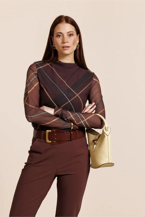 Rachel check mesh top - Chestnut