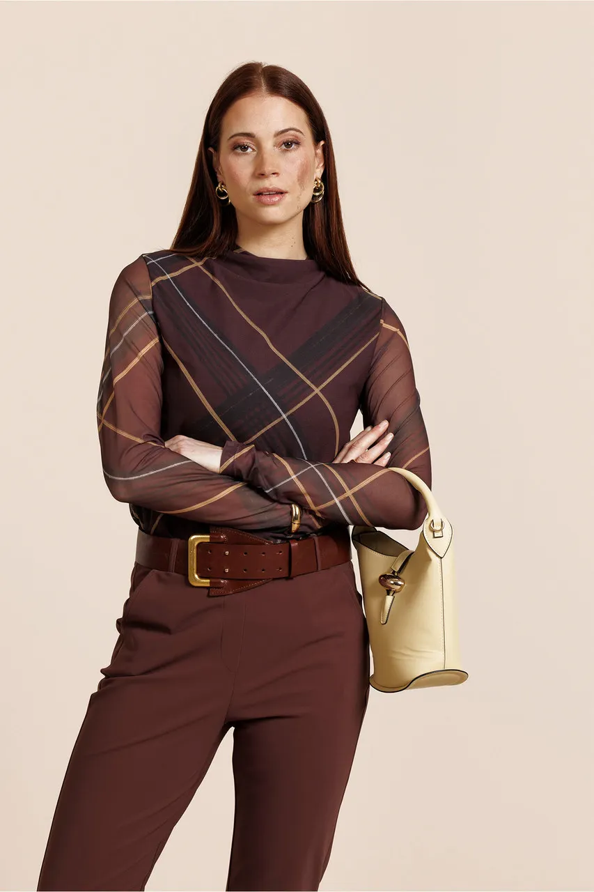 Rachel check mesh top - Chestnut