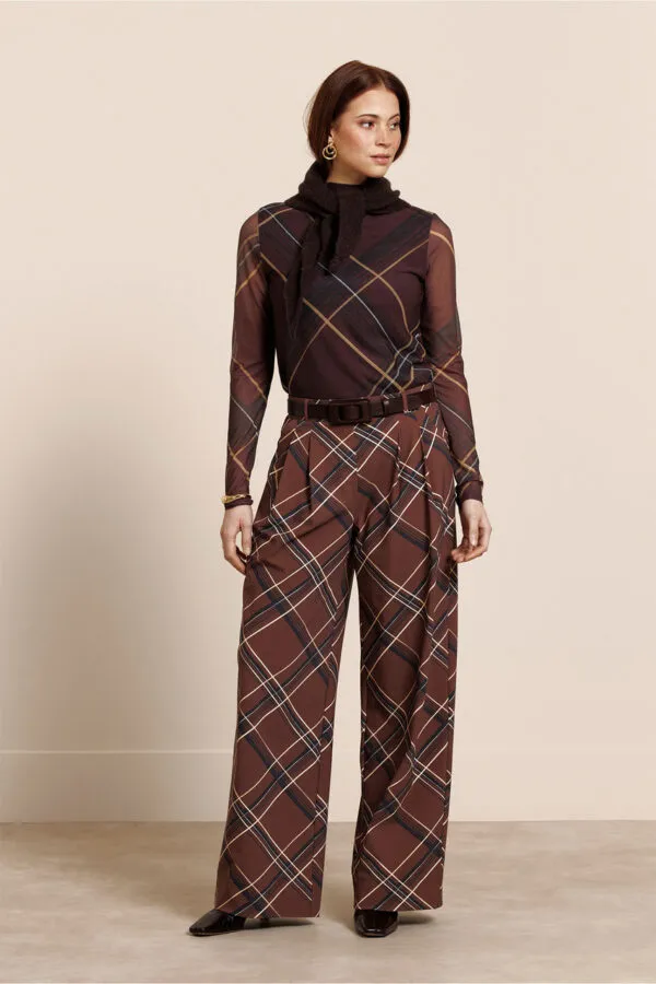 Rachel check mesh top - Chestnut