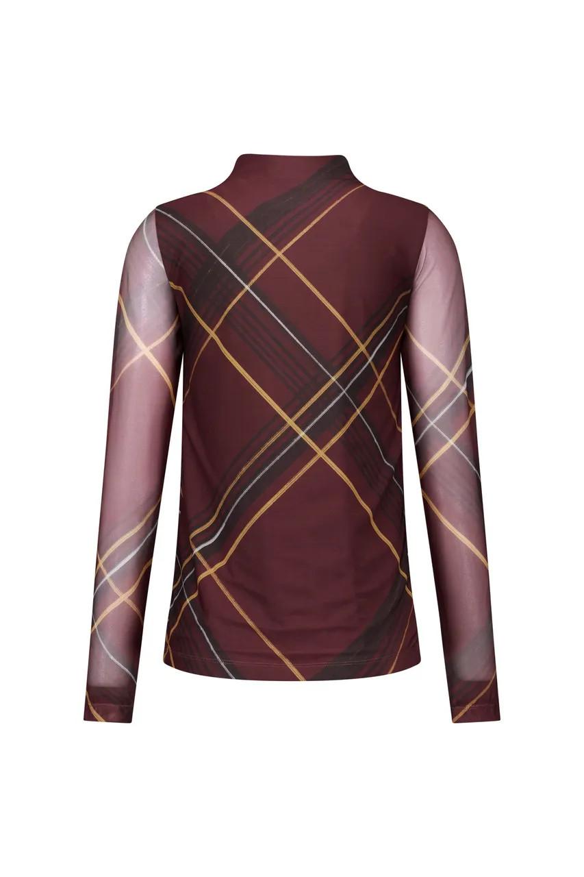 Rachel check mesh top - Chestnut - Afbeelding 4