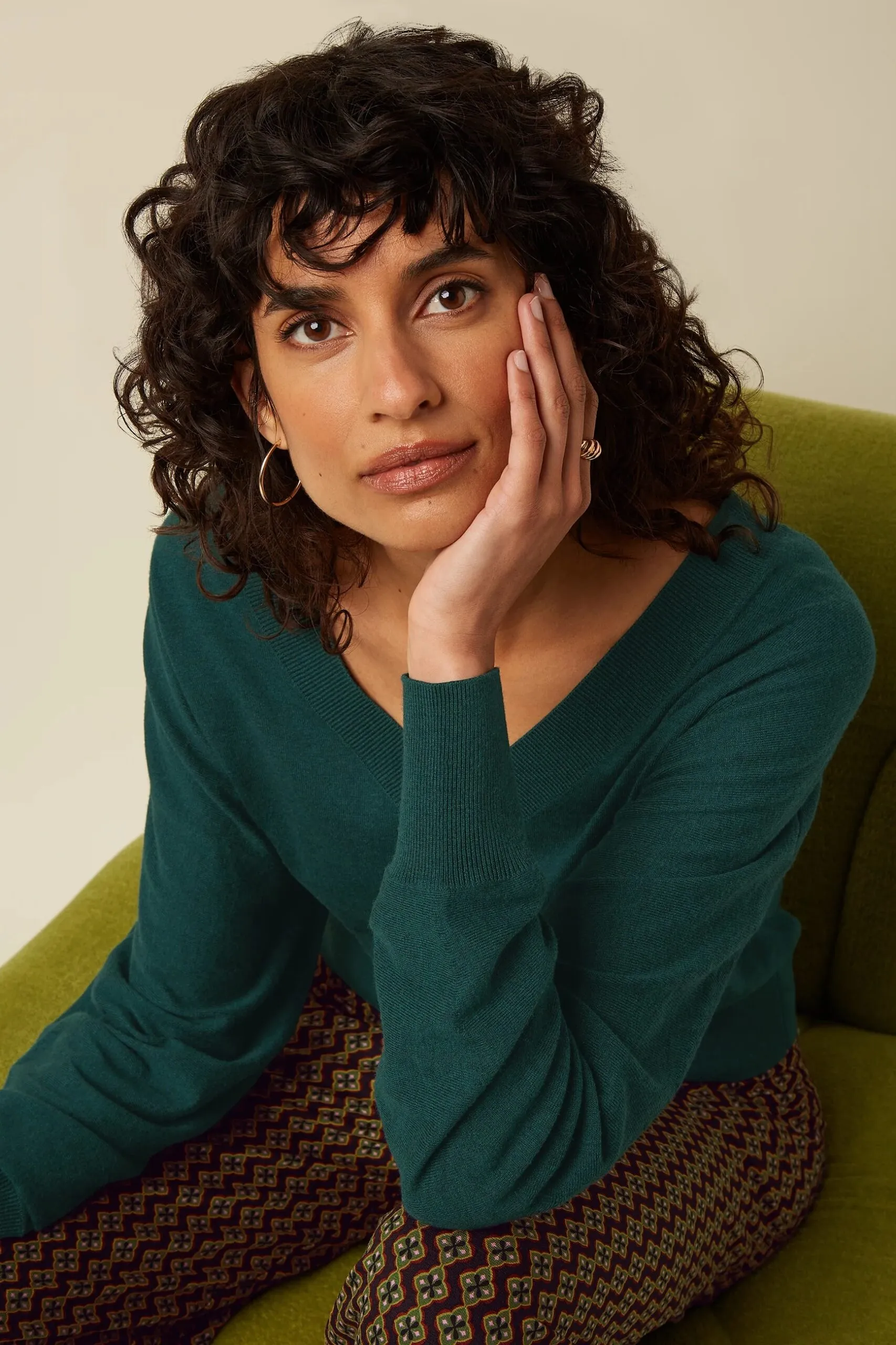 Mauve V Top Cocoon - pine green - Afbeelding 4