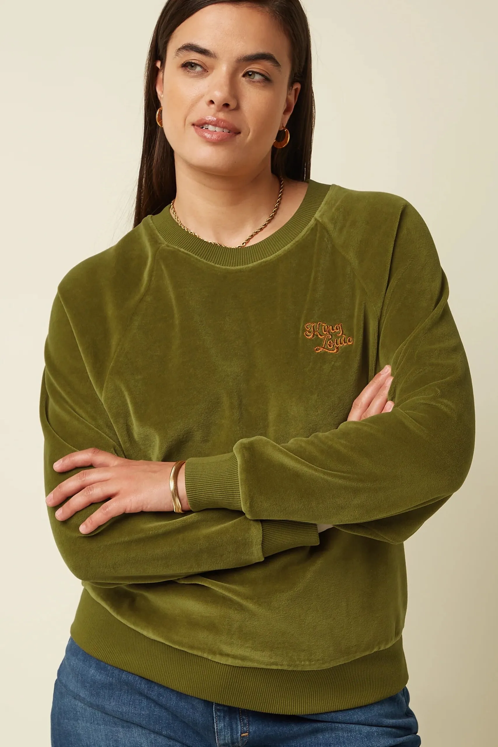 Febe Sweater Baton Velvet - Mustard Green